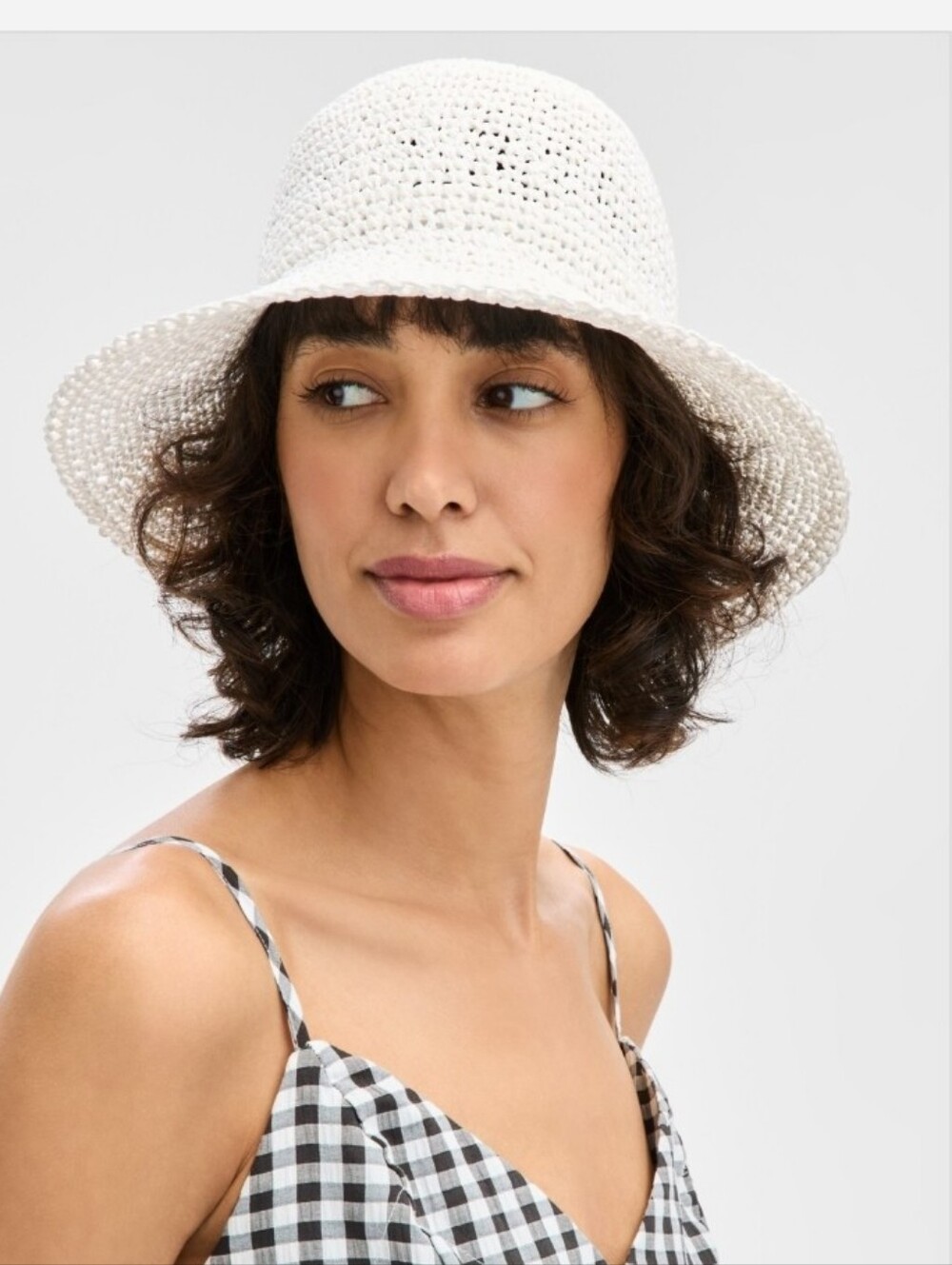 On 34th Solid Crochet Bucket Hat, Exclusively at Macy's - White NWT